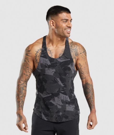 Men's Gymshark Bold Stringer Tanks Camo | CA NDA785